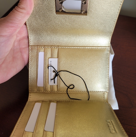 Furla Gold Leather Wallet, 5"L x 3"H x 1" D. - Picture 4 of 4